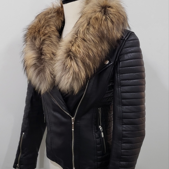 Leather jacket with fur - Picture 4 of 10